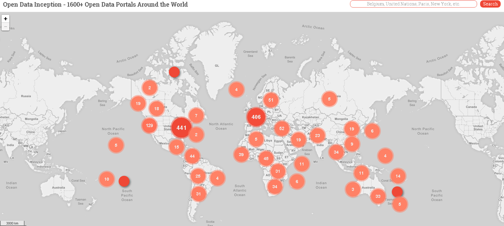 Karte weltweiter Open Data-Portale